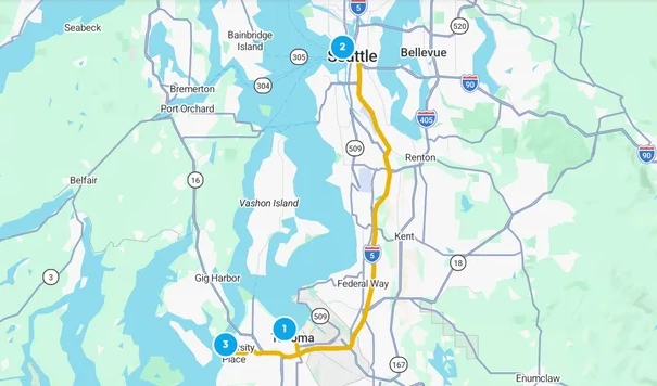 A Lupa route mapped across the service area